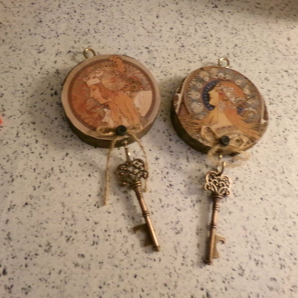hanging hand made key holders.